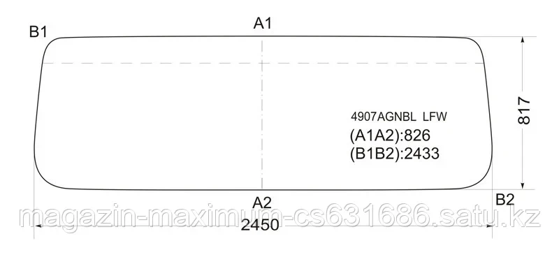 Стекло лобовое в резинку MAN F/FT90COMMAND WIDE/SHAANXI 86-