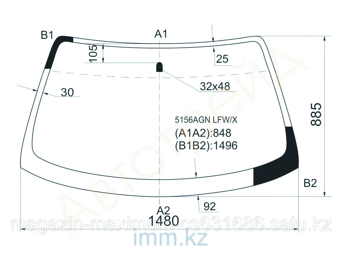 Стекло лобовое в клей Мазда 626/CAPELLA 97-02 5D WGN