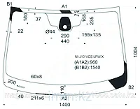 Стекло лобовое в клей Ниссан DUALIS/QASHQAI 2006-