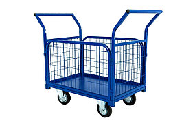 Тележка платформенная TOR ТП-2С (435 кг, 900x600 мм, 160 мм) с бортами из сетки и двумя ручками