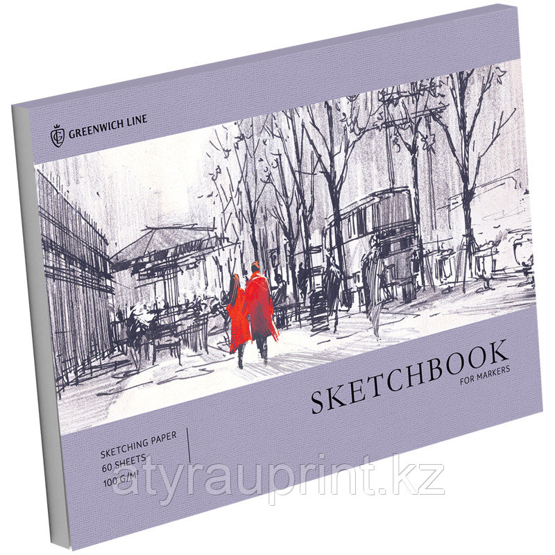 Скетчбук для маркеров 60л., А4 Greenwich Line "City walk", на склейке, 100г/м2, фото 1