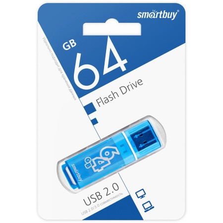 USB накопитель Smartbuy 64GB Glossy series Blue