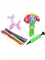 Набор воздушных шаров для модел. PM 013-MS "Фантазер" (1,3g) + насос, в асс. 24шт