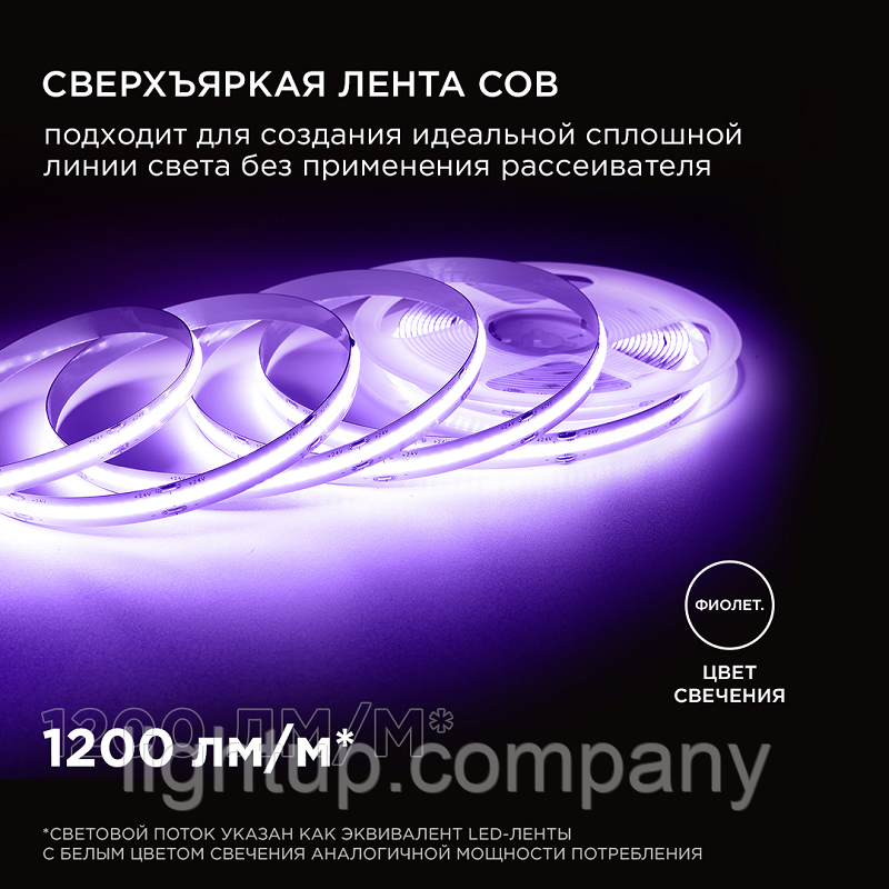 Светодиодная лента с Силиконовой крышкой 24V Фиолетовая, фото 1