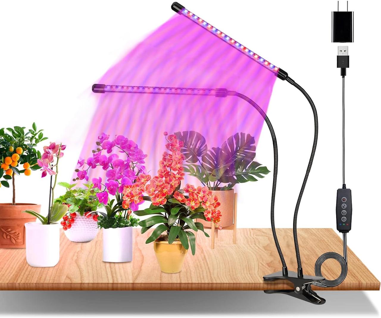 Светодиодная лампа для растений eisaro Plant Lamp Full Spectrum с 2 головками