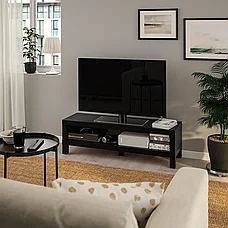 Тумба под ТВ ЛАКК черно-коричневый 120x35x36 см ИКЕА, IKEA, фото 3