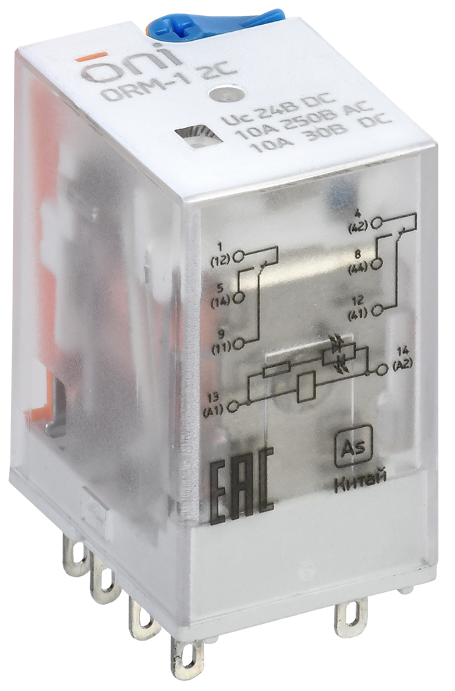 Реле интерфейсное ORM-1 2C 24В DC 2 контакта LED тест кнопка ONI ...