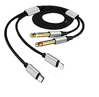 Кабель аудио Aux Jack 6.3mm x2 - Type-C, Lightning 1,5m