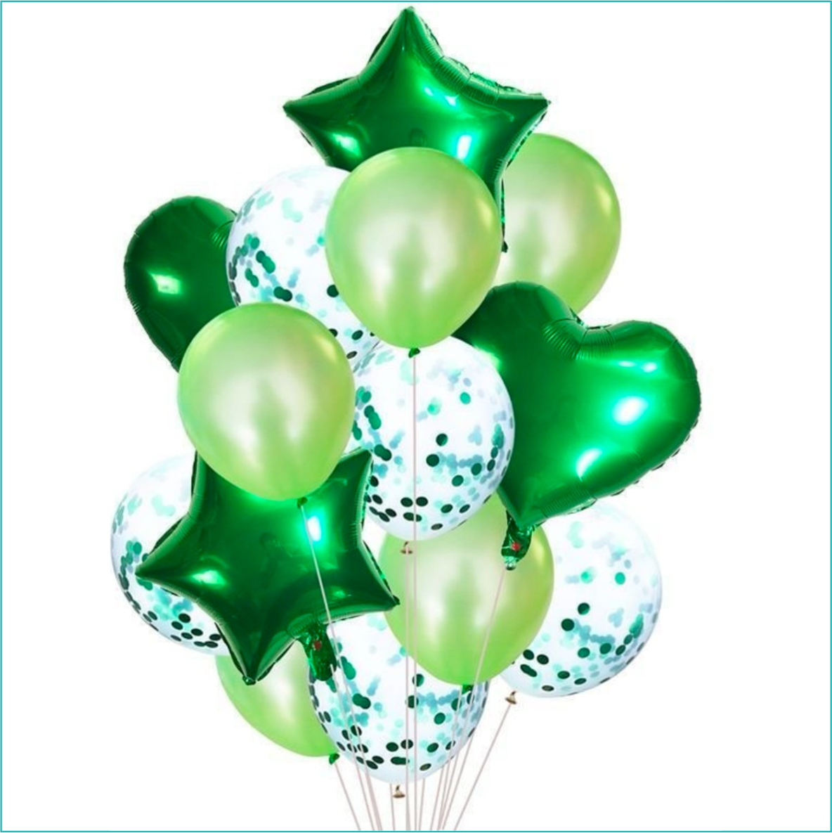 Набор воздушных шаров "Бело-зеленый" (14 в 1)
