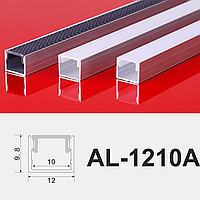 Профиль алюминиевый AL-1210A для светодиодных лент. (3 метра/шт.) Стоимость указана за метр.