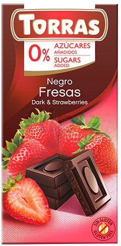 Torras Шоколад темный с кусочками клубники 75гр