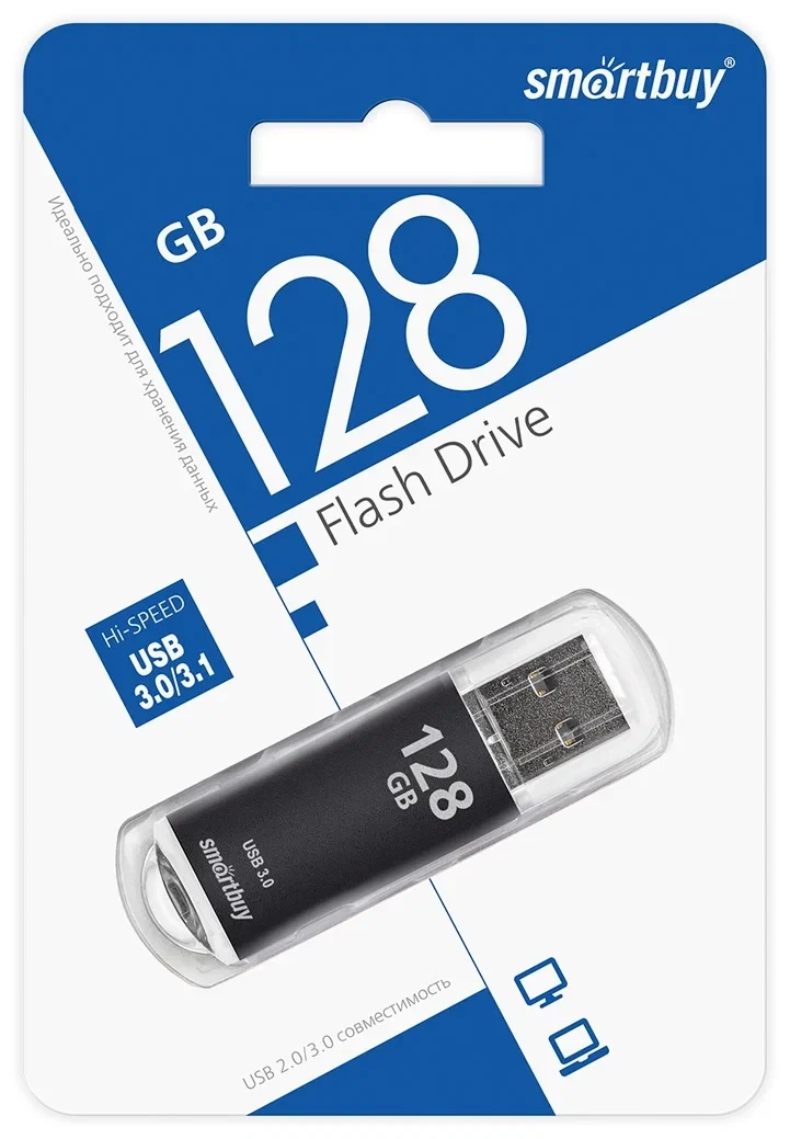 3.0 USB накопитель Smartbuy 128GB V-Cut Black, фото 1