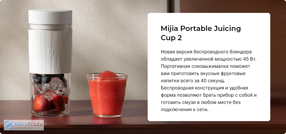 Портативный блендер Xiaomi Mijia Portable Juicer Cup 2 MJZZB02PL, белый