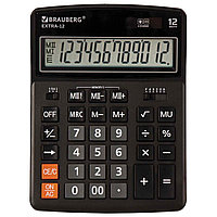 Калькулятор настольный BRAUBERG EXTRA-12-BK (206x155 мм), 12 разрядов, двойное питание, ЧЕРНЫЙ