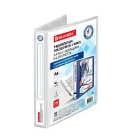 Папка ПАНОРАМА на 4 кольцах, ПРОЧНАЯ, картон/ПВХ, BRAUBERG "Office", БЕЛАЯ, 40 мм, до 250 листов