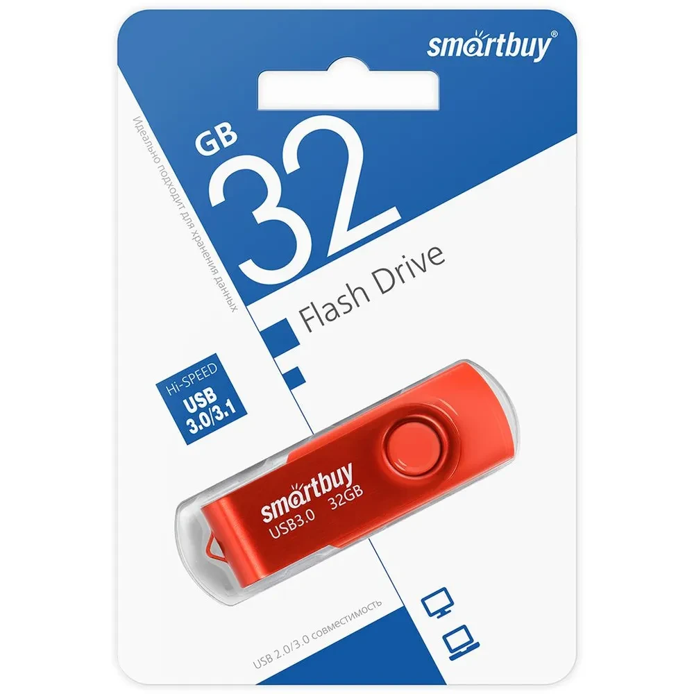 3.0 USB накопитель Smartbuy 32GB Twist Красный, фото 1