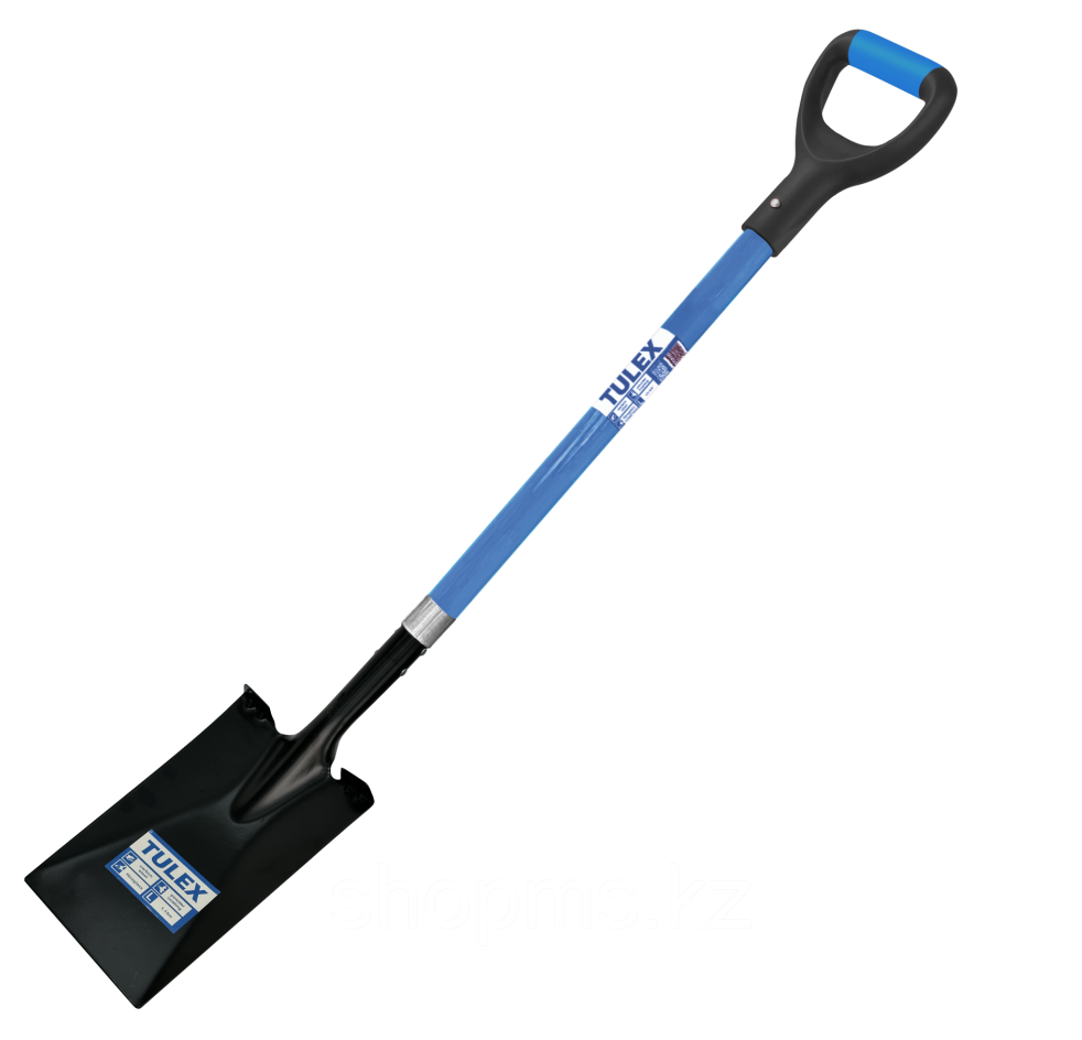 Лопата TULEX 0011215 штыковая прямоугольная, фиберглассовый черенок, стальной стержень, рукоятка PG,