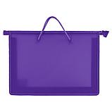 Папка на молнии с ручками ПИФАГОР, А4, пластик, молния сверху, однотонная фиолетовая, 228237, фото 3