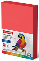 Бумага цветная BRAUBERG, А4, 80 г/м2, 500 л., интенсив, ЯРКО-КРАСНАЯ, для офисной техники, 116563