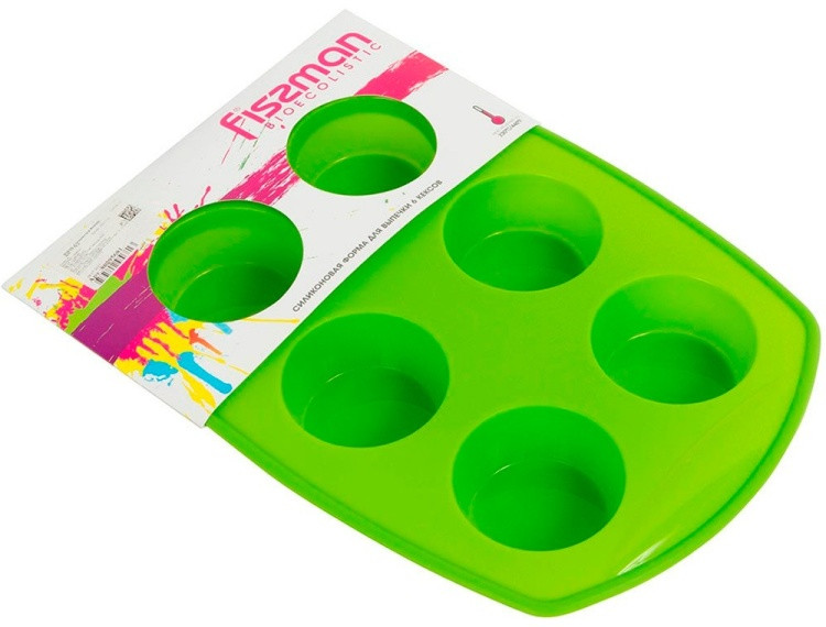 7779 FISSMAN Силиконовая форма для выпечки 6 кексов 6,5x6,5x3 см