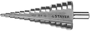 STAYER 4-39 мм, 14 ступеней, сталь HSS, ступенчатое сверло (29660-4-39-14)