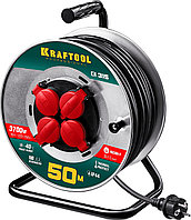 KRAFTOOL K-315, КГ, 3 x 1.5 мм2, 50 м, 3700 Вт, IP44, силовой удлинитель на стальной катушке (55085-50)