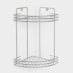 Полка для ванной угловая 2-х ярусная, 19×30 см, хром