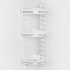 Полка для ванной угловая Альтернатива «Трансформер», 3 яруса, пластик, 25×18×58 см, белая