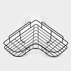 Полка для ванной Доляна, угловая, 2 крючка, 26×26×10 см, чёрная