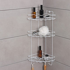 Полка для ванной угловая 3-х ярусная «Волна», 24×24×64 см, белая