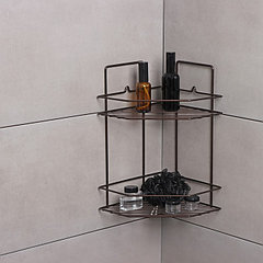 Полка угловая для ванной 2-х ярусная «Эконом», 220×220×115 мм, цвет медная искра