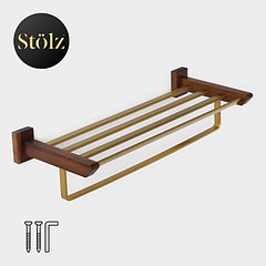 Полка с держателем для полотенец Stölz Hölzern Premiere, ореховое дерево, алюминий