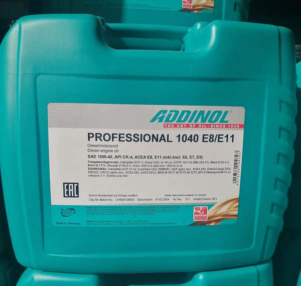ADDINOL PROFESSIONAL 1040 E8/E11 SAE 10W-40, 20L, фото 1