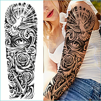 Временная татуировка "Голубь и око" (48х17см.)