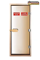 Дверь для сауны THERMO "Bronze" с порогом, 190*70см, дверной короб канадская тсуга (Hemlock) 50*90мм, стекло 8