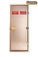 Дверь для сауны THERMO "Bronze matte" с порогом, 190*70см, дверной короб канадская тсуга (Hemlock) 50*90мм,