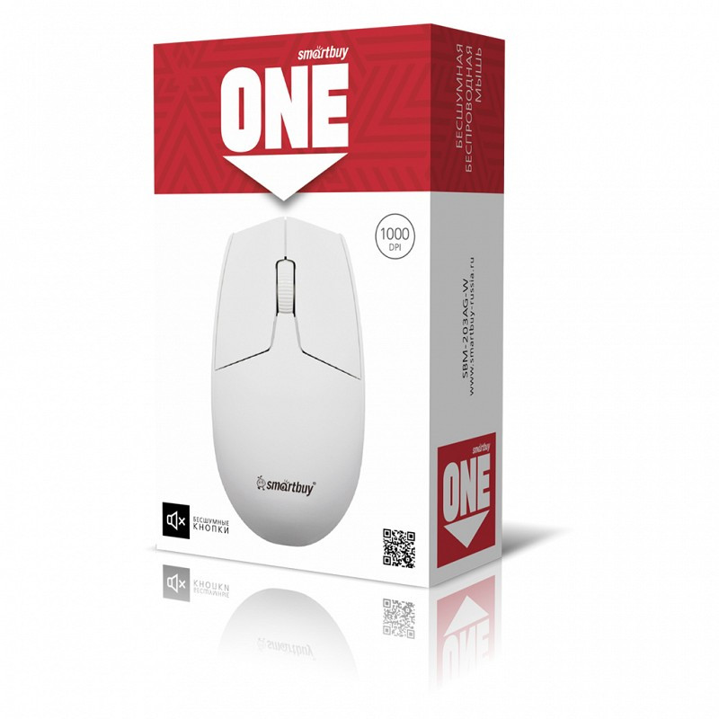 Мышь беспроводная SmartBuy SBM-203AG-W ONE беззвучная