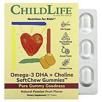 Жевательные таблетки ChildLife SoftChew Gummies Essentials, Омега-3 с ДГК