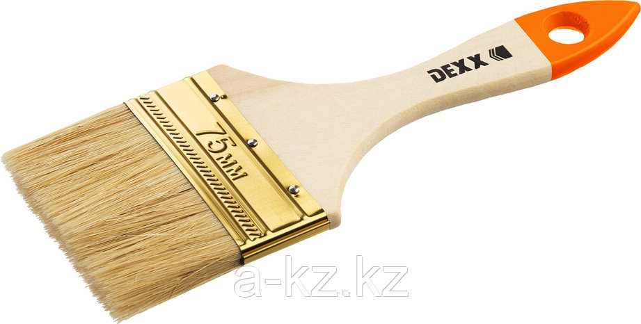 DEXX 75 мм, 3″, натуральная щетина, деревянная ручка, флейцевая, все виды ЛКМ, плоская кисть (0100-075), фото 1