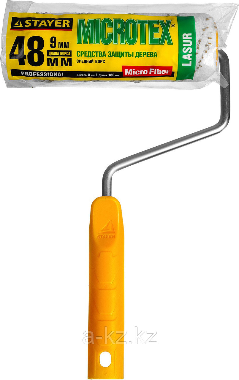 STAYER MICROTEX, 48 х 180 мм, бюгель 8 мм, ворс 9 мм, для агрессивных сред, малярный валик, Professional