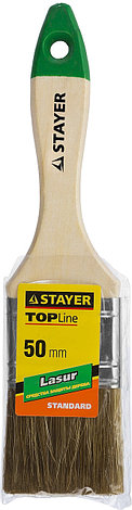 STAYER LASUR, 50 мм, 2″, смешанная щетина, деревянная ручка, для высокотекучих ЛКМ, плоская кисть (01031-50), фото 3