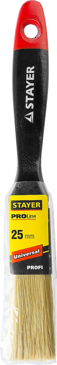 STAYER Universal, 25 мм, 1″, светлая, натуральная щетина, деревянная ручка, все виды ЛКМ, плоская кисть,