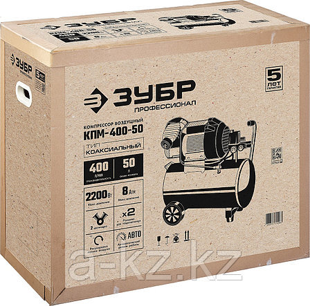 ЗУБР 400 л/мин, 50 л, 2200 Вт, масляный компрессор, Профессионал (КПМ-400-50), фото 1