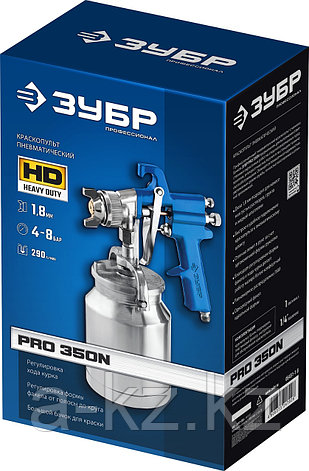 ЗУБР PRO 350N, 1.8 мм, пневматический краскопульт с нижним бачком, Профессионал (06451-1.8), фото 1