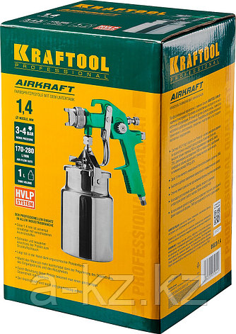 KRAFTOOL AirKraft, HVLP, 1.4мм, пневматический краскопульт с нижним бачком (06520-1.4), фото 1