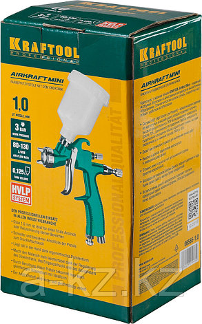 KRAFTOOL AIRKRAFT MINI, HVLP, 1 мм, пневматический краскопульт с верхним бачком (06565-1.0), фото 1