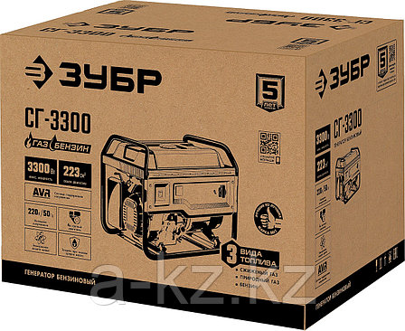 ЗУБР 3300 Вт, газовый генератор (сжиженный газ / природный газ / бензин) (СГ-3300), фото 1