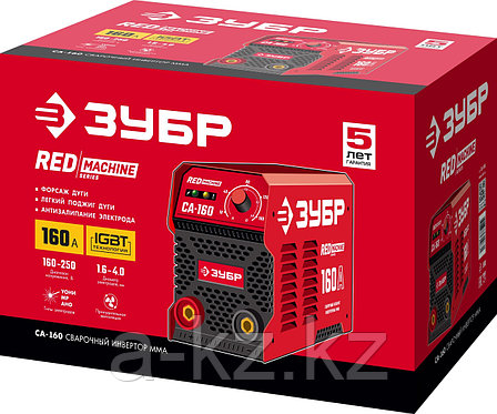 ЗУБР ММА, 160 А, RED MACHINE, сварочный аппарат инверторный, макс. электрод Ø 4.0 мм (СА-160), фото 1