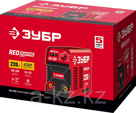 ЗУБР ММА, 220 А, RED MACHINE, сварочный аппарат инверторный, макс. электрод Ø 5.0 мм (СА-220), фото 1