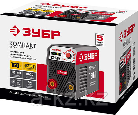 ЗУБР ММА, 160 А, КОМПАКТ, сварочный аппарат инверторный, макс. электрод Ø 3.2 мм (СА-160К), фото 1